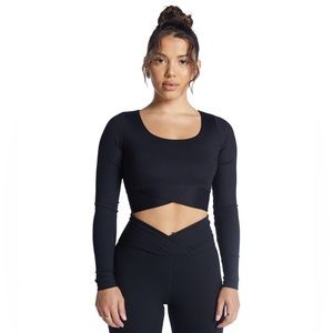 Year of Ours - Ribbed Veronica Leggings, Bralette & LongSleeve Crop - Black - XS